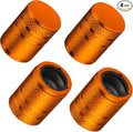 Tire Valve Stem Caps - (4 Pack) Premium Metal Air Caps with Plastic Liner, Durable, Corrosion Resistant and Leak-Proof, Universal Fit for Cars, Trucks, Motorcycles, and Bikes - Orange