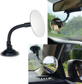 Suction Cup Car Baby Mirror, Adjustabe Long Arm HD Glass Convex Wide Angle Interior Rearview Baby Rear Facing Mirror (Frameless Round, 3.35")
