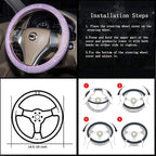 Car Fuzzy Bling Steering Wheel Cover for Women Purple, 15 Inch Universal with Colorful Diamonds Rhinestone Cute Accessories Crystal Anti-Slip Wheel Protectorer