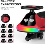 12V Electric Wiggle Car for Kids with Pedal, Display, Rechargeable Battery, LED Light, Bluetooth, Light-Up Wheels, Anti-Rollover, 2 Speeds, Ride on Toys, Birthday Gifts for Age 3+, 150Lbs
