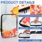 Clear Hard Shell Zipper Case, Clear Zipper Pouches Waterproof Makeup Organizer & Travel Toiletry Storage Bag, Plastic Pouch for Office, Home, Black, 4Pack XL+L+M+S