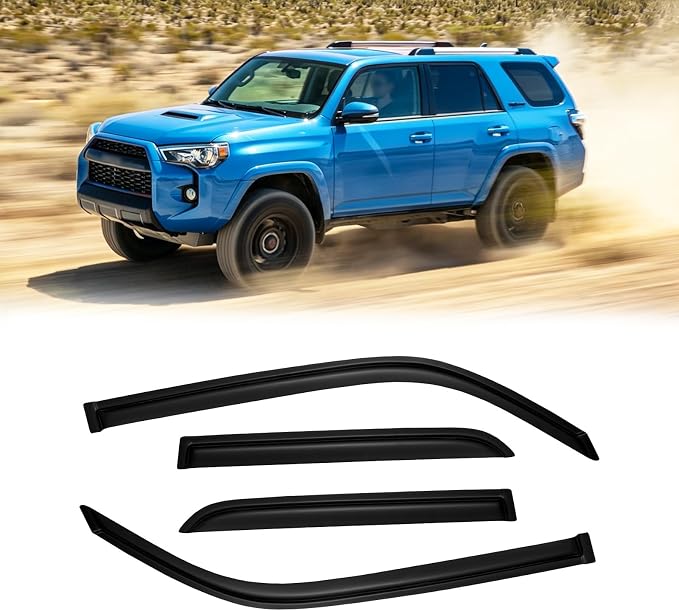 Window Visor for 2010-2024 Toyota 4Runner, Out-Channel Rain Guards Shields Vent Deflector Shade Wind Dark Smoke Ventshade Ventvisor for 10-24 4Runner, Tape-On Outside-Mount, 4PCS