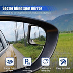 2PCS Car Fan Shaped Blind Spot Mirrors, Safety HD Glass Wide Angle Adjustable Car Convex Side Mirrors, Rearview Mirror with Adhesive, Vehicle Parking Auxiliary Mirror for SUV Truck (Black)