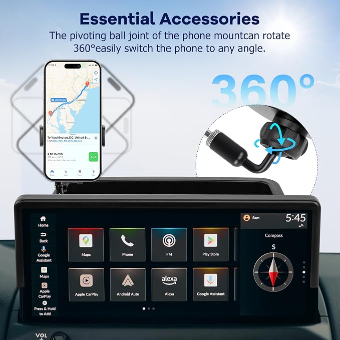 Car Phone Holder Fit for Honda Passport/Pilot 2026 w/Dash Tray Storge Box Organizer-Cell Phone Mount for Passport/Pilot Accessories 12.3inch Touch Screen 360 Degree Rotation (Not fit 14.5 inch)