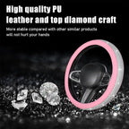 Steering Wheel Cover, Bling Crystal Rhinestones Auto Wheel Protector, Sparkly Cover Universal Fit Diverse 14.5-15 inch Steering Wheel, Interior Decor Car Accessories (White+Pink)