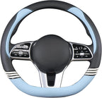 Cute Steering Wheel Cover D Shape for Women Men Breathable Universal 15 inch,Black and Blue
