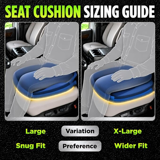 Large Truck Seat Cushion for Truck Driver Seat Cushion - Upgraded Back Support, CertiPUR-US® Certified - Thick Memory Foam, Pain Relief for Hours of Driving, Trucker Approved Big Rig - Navy