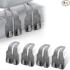 4Pcs Car Headrest Hooks with Premium Leather, Upgraded Double Metal Hooks with Anti-Drop Design, Universal Back Seat Hanger for Bags, Coats, Purses and Groceries (Stylish Gray)