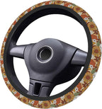 Car Steering Wheel Cover for Women Men, Non-Slip Retro Sunflower Floral Steering Wheel Protector, Universal 14"-15" Fit for Cars, SUVs, Trucks (Retro Sunflower Floral)