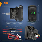 Rocker Switch Style USB Outlet LED Voltmeter Quick Connector 12V PD Type C and USB QC 3.0 Cars Replacement with Inline Fuse for Switches Panel on Boats RV Truck Car