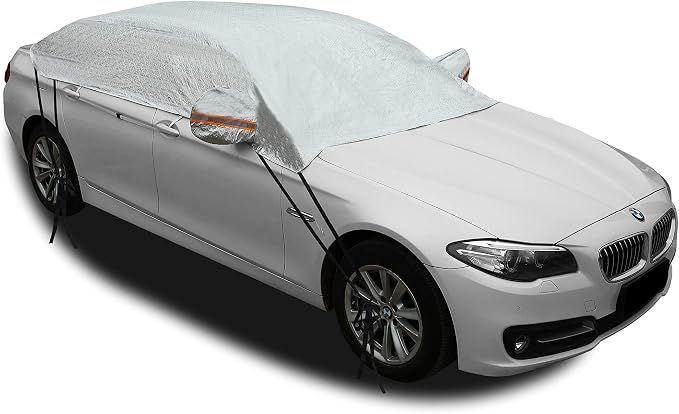 Safe View Half Car Cover Top Waterproof/Windproof/Dustproof/Windshield Cover Snow Winter Summer (Sedan 3L)