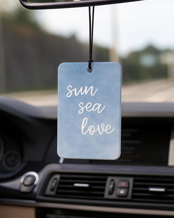 Blue Coastal Car Air Freshener 4 Pcs Coconut Scented, Preppy Blue Lifebuoy Wave Beachy Car Accessories Mirror Decor for Women, Cute Girly Hanging Air Freshener for Cars Closet Drawer Books