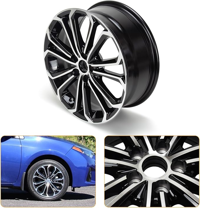 New 17x7" 17 Inch Premium Aluminum Alloy Wheel Rim Compatible with Toyota Corolla 2014-2016 | OEM Design, Alloy Replacement Wheel, Super Duty Car Rims Replacement - OE Stock Specs, Gloss Black