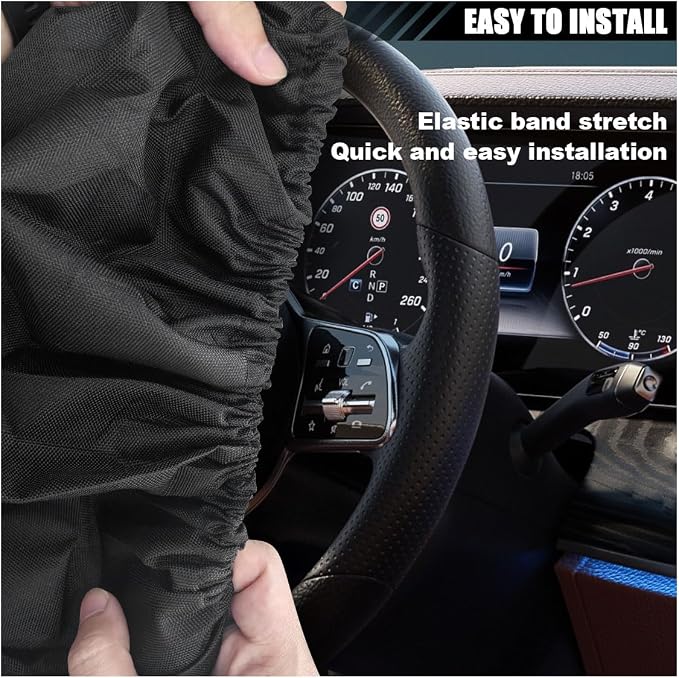 Car Steering Wheel Cover Sun Shade, Anti-Heat Car Wheel Protector | Universal 18 Inch Auto Steering Wheel Sun Block Cover, Steering Wheel Shield Accessories for Most Car Truck SUV, Black