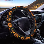 Halloween Car Steering Wheel Cover 15 Inch Universal Breathable Soft Anti-Slip Auto Accessories Steering Wheel Protector Fit for Most Vehicles, Pumpkin Moon Star