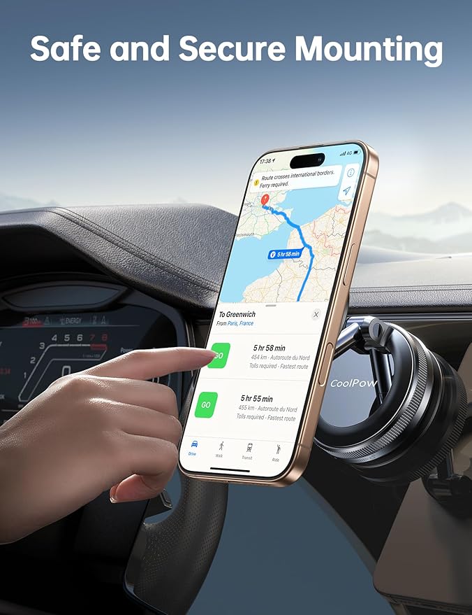 【Newest Vacuum Magnetic Phone Holder for Car Phone Holder Mount【Movable Vacuum Suction】 Magsafe Car Mount Cell Phone Holders for Your Car Accessories for Women Men for iPhone 17 16 -Black