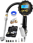 Digital Tire Inflator with Pressure Gauge, 200 PSI, Heavy Duty Air Compressor Accessories, with Rubber Hose Lock on Air Chuck and Quick Connect Coupler, Comes with a Portable Carrying Box