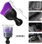 2PCS Car Interior Dust Brush, Soft Scratch Free Auto Detailing Brushes, Universal Vehicle Interior Cleaning Tool for Automotive Dashboard, Air Vents, Leather (Pure Purple)