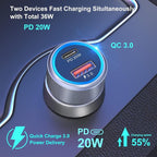 5 Pack USB C Car Charger, 36W Dual USB Car Adapter Fast Charge PD&QC 3.0 Cigarette Lighter USB Charger Compatible iPhone 15 14 13 12 11 Pro Max SE,iPad,Samung S24/S21/S20, Pixel(Grey)