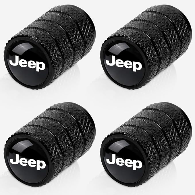 4pcs Tire Valve Stem Caps, Compatible with Jeep Series Stem Cap Universal Car Air Cover Car Accessories for Cars, SUV, Truck, Motorcycles （Black）