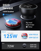 【Upgraded】 125W USB C Car Charger Super Fast Charging for iPhone 16, [PD65W & QC60W][All Metal] Cigarette Lighter Car Charger,Dual Port for iPhone 16 15 Pro iPad Samsung S25 S24 MacBook-Red