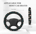 Cute Sloth Steering Wheel Cover Anti-Slip and Practical 14.5-15 Inch Universal Car Steering Wheel Cover with 2 Pieces Car Coasters Suitable for Men Women