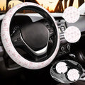 Pink Bow Steering Wheel Cover for Women, Steering Wheel Covers with Anti-Slip Lining, Universal 14.5-15 inchs Car Interior Accessories with 2PCS Car Coasters Suitable for Men and Women