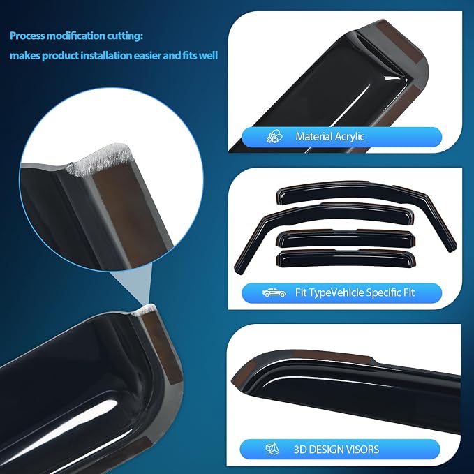 in-Channel Window Visors for 2015-2022 Chevrolet Chevy Trax 4-Door SUV, Smoke Rain Guards Vent Deflectors, Fits LS LT Premier, 4PCS