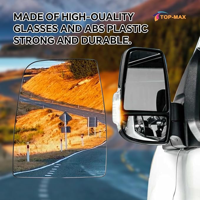 Driver Left Side Upper Rearview Convex Heated Mirror Glass With Rear Holder fit Ford Transit 150 250 350 from 2015 to 2023