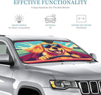 Windshield Sun Shade Driving Dog Funny Car Front Window Sunshade Cover for Truck SUV Blocks UV Rays Automotive Visor Interior Protector 55 x 30 inch