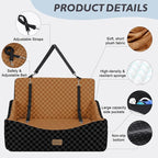 Dog Car Seat for Medium/Large Dogs - Reversible Dual-Sided Travel Dog Car Bed with Memory Foam, Washable Pet Booster Seat for Dogs up to 55 lbs or 2 Small Dogs, 2 Safety Leashes, Brown