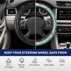 Blue Tropical Ocean Steering Wheel Cover, Polyester Non-Slip Car Wheel Grip, Universal 15 Inch Auto Accessory