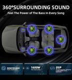 2026 Upgraded 10" 1600W Slim Under Seat Car Subwoofer with Built-in Amp & LED Ambient Lights - Low Profile Bass Sub for Car Audio Individual Controls (LPF/Gain/Bass Boost) High Output Distortion-Free