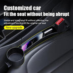 2 Pack Dual Car Seat Gap Filler with Cup Holder, Car Gap Plug Seat Fillers with Black-Carbon Fiber Texture for Cars SUV Trucks, Console Side Gap Organizer Storage, Fit for 1'' Seat Console Gap