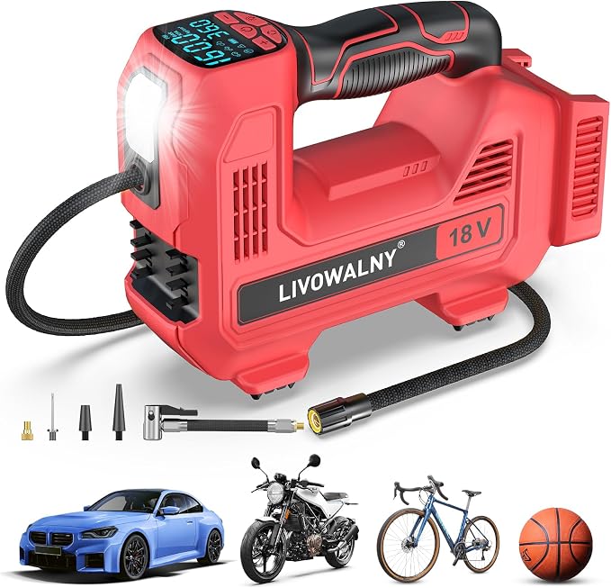 Cordless Tire Inflator Portable Air Compressor Tire Air Pump Compatible With Milwaukee 18V Battery- 160PSI Auto Pump with Digital Pressure Gauge for Car Tires, Bicycle, Balloons (Tool Only)