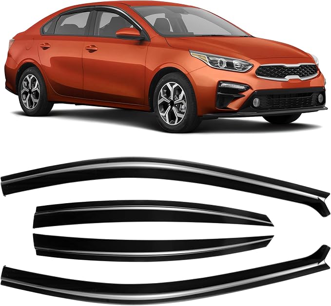 Rain Guards Compatible with 2019-2024 Kia Forte, Out Channel Window Deflector Extra Durable Side Sun Wind Deflectors 2024 Forte Tape-on Rain Guard Black 4 PCS