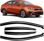 Rain Guards Compatible with 2019-2024 Kia Forte, Out Channel Window Deflector Extra Durable Side Sun Wind Deflectors 2024 Forte Tape-on Rain Guard Black 4 PCS