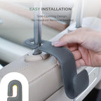 Car Seat Hooks - 2 Pack Upgraded Leather Headrest Hooks for Hanging Purse and Bag, Car Organization Accessories (Black)