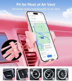 Pink Phone Holder for Your Car [ Sturdy & Secure ] Air Vent Phone Mount for Car Hands Free Easy Clamp Cradle in Vehicle for iPhone Samsung Android Smartphone, Pink Car Accessories