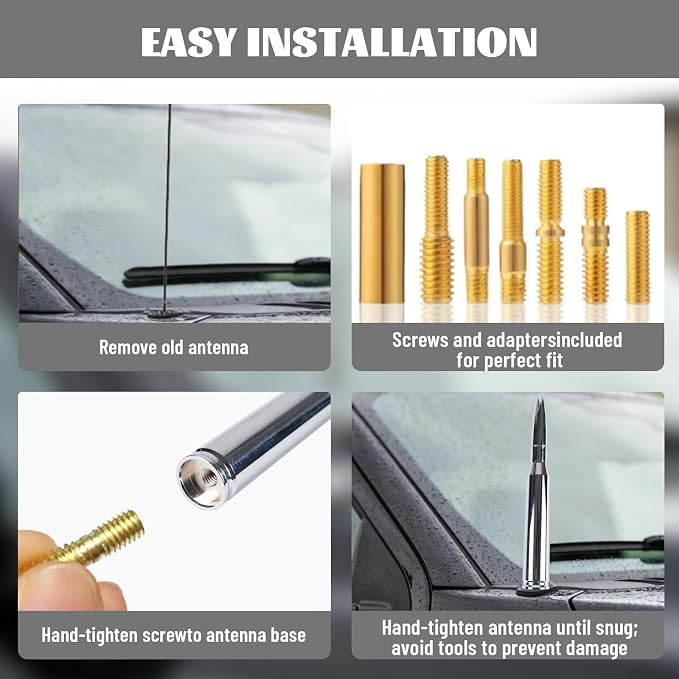 Famobay Chrome Stubby Bullet Antenna Car Truck Antenna Chevy Silverado & GMC Sierra Trucks Heavy Duty Pickup Trucks Accessories（5.5inch Chrome）