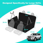 Dog Car Seat Cover for Back Seat, 60" Waterproof Dog Car Hammock with Mesh Window and Side Flaps, 600D Oxford Fabric Pet Seat Protector for Cars, SUVs & Mid-Size Trucks, Black
