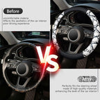 Snake Skin Steering Wheel Cover, Universal 14.5-15 inch Breathable Microfiber Leather Anti-Slip Car Steering Wheel Protector for Women Men, Black&White