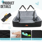 HEGGCOOE Large Dog Car Seat Under 100 lbs, Washable Dog Car Bed for 2 Medium Dogs, Detachable Pet Booster Seat with Storage Pocket and Seat Belt for Back Seat Dog Travel Bed