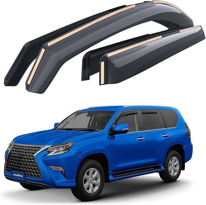Goodyear Shatterproof in-Channel Window Deflectors for Lexus GX 2010-2023, Rain Guards, Window Visors for Cars, Vent Deflector, Car Accessories, 4 pcs - GY008144