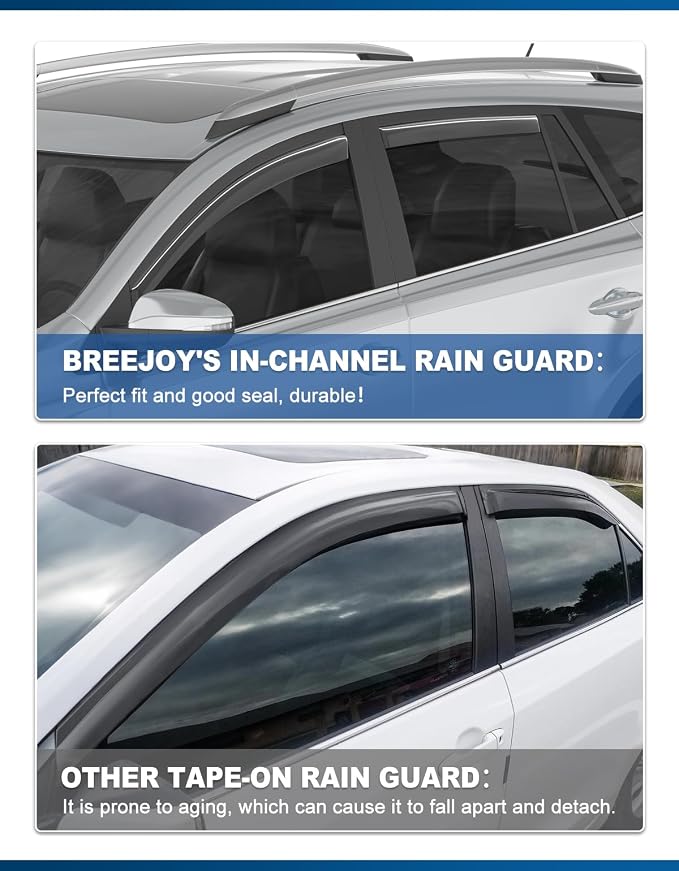 in-Channel Window Rain Guards Fit for Toyota RAV4 2013 2014 2015 2016 2017 2018, Rain Guards, Visors Vent Visors Window Deflector for 13-18 Toyota RAV 4, Vent Shades Car Accessories -4 pcs