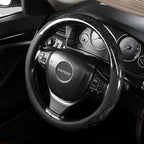 Wood Grain Steering Wheel Cover Microfiber Leather Universal 14 1/2-15 inch, Car Steering Wheel Cover Men Women, Comfortable, Anti-Slip, Odorless, Black