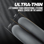 Nappa Premium Leather car Steering Wheel Cover, Non-Slip, Breathable, Universal 15 inches, Black.