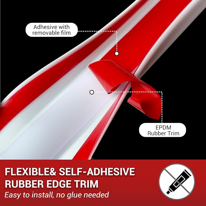 Rubber Edge Trim, Flexible Self Adhesive U Shaped Peel and Stick Edge Banding, 1/2"(12.7mm) Wide U Channel Edge Protector, Baby Proof Edge Guards for Woods, Plywood, Furniture, 20Ft, White