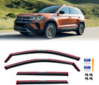 in-Channel Rain Guards for Volkswagen(VW) Taos 2022-2026, Window Visor Shields Vent Deflector Shade Wind Dark Smoke 2023 2024 2025 22 23 24 25 26, Tape-On Inside-Mount, 4PCS