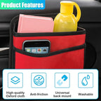 Car Trash Can, Foldable Waterproof Leather Trash Bin Garbage Organizer, Multi-Pocket Mini Hanging Storage Container, Universal Auto Interior Accessories for Cars, SUVs, Trucks (Red)